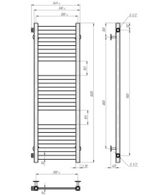 Полотенцесушитель водяной Deffi Magnus П15 300х1000 боковое левое подключение белый A.MA.100.30.15.W.B
