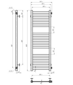 Полотенцесушитель водяной Deffi Magnus П15 300х1000 боковое правое подключение хром A.MA.100.30.15.C.C