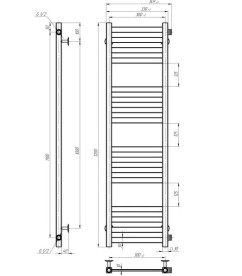 Полотенцесушитель водяной Deffi Magnus П16 300х1200 боковое правое подключение белый A.MA.120.30.16.W.C