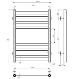 Сушка для рушників водяна Deffi Magnus П8 400х600 нижнє підключення білий A.MA.60.40.8.W.A
