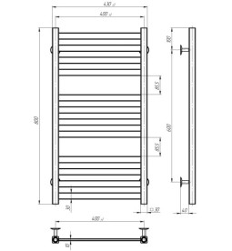 Полотенцесушитель водяной Deffi Magnus П12 400х800 нижнее подключение хром A.MA.80.40.12.C.A