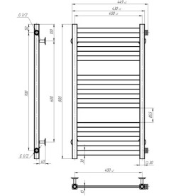 Сушка для рушників водяна Deffi Magnus П12 400х800 бічне праве підключення білий A.MA.80.40.12.W.C