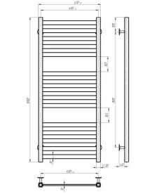 Сушка для рушників водяна Deffi Magnus П15 400х1000 нижнє підключення білий A.MA.100.40.15.W.A