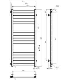 Сушка для рушників водяна Deffi Magnus П15 400х1000 бічне ліве підключення чорний A.MA.100.40.15.B.B