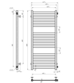 Сушка для рушників водяна Deffi Magnus П15 400х1000 бічне праве підключення хром A.MA.100.40.15.C.C