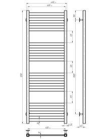 Полотенцесушитель водяной Deffi Magnus П16 400х1200 нижнее подключение черный A.MA.120.40.16.B.A