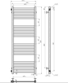 Сушка для рушників водяна Deffi Magnus П16 400х1200 бічне ліве підключення білий A.MA.120.40.16.W.B