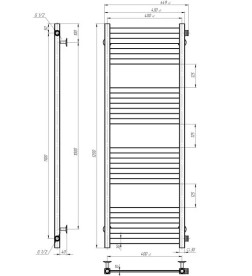 Сушка для рушників водяна Deffi Magnus П16 400х1200 бічне праве підключення білий A.MA.120.40.16.W.C