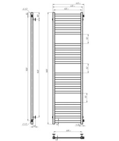 Полотенцесушитель водяной Deffi Magnus П20 400х1600 боковое правое подключение черный A.MA.160.40.20.B.C
