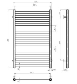 Сушка для рушників водяна Deffi Magnus П12 500х800 нижнє підключення білий A.MA.80.50.12.W.A