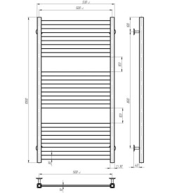 Сушка для рушників водяна Deffi Magnus П15 500х1000 нижнє підключення чорний A.MA.100.50.15.B.A