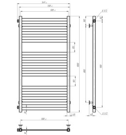 Полотенцесушитель водяной Deffi Magnus П15 500х1000 боковое левое подключение белый A.MA.100.50.15.W.B
