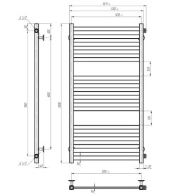 Сушка для рушників водяна Deffi Magnus П15 500х1000 бічне праве підключення білий A.MA.100.50.15.W.C