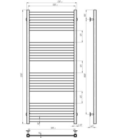 Полотенцесушитель водяной Deffi Magnus П16 500х1200 нижнее подключение хром A.MA.120.50.16.C.A