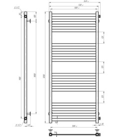 Сушка для рушників водяна Deffi Magnus П16 500х1200 бічне праве підключення чорний A.MA.120.50.16.B.C