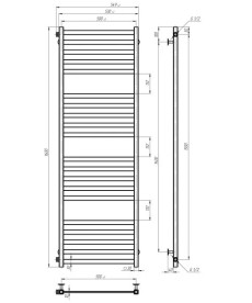 Полотенцесушитель водяной Deffi Magnus П20 500х1600 боковое левое подключение черный A.MA.160.50.20.B.B