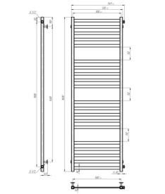 Сушка для рушників водяна Deffi Magnus П20 500х1600 бічне праве підключення чорний A.MA.160.50.20.B.C