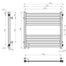 Полотенцесушитель водяной Deffi Magnus П8 600х600 боковое правое подключение белый A.MA.60.60.8.W.C