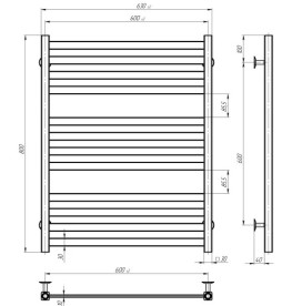 Сушка для рушників водяна Deffi Magnus П12 600х800 нижнє підключення хром A.MA.80.60.12.C.A