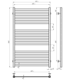 Сушка для рушників водяна Deffi Magnus П15 600х1000 нижнє підключення білий A.MA.100.60.15.W.A