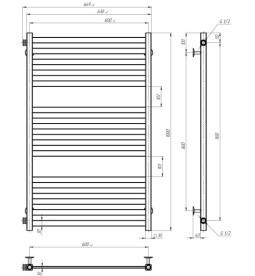 Полотенцесушитель водяной Deffi Magnus П15 600х1000 боковое левое подключение черный A.MA.100.60.15.B.B