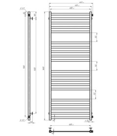 Полотенцесушитель водяной Deffi Magnus П20 600х1600 боковое правое подключение черный A.MA.160.60.20.B.C
