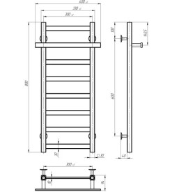 Сушка для рушників водяна Deffi Nicolе П8 300х800 нижнє підключення хром A.NI.80.30.8.C.A