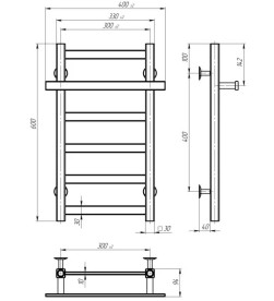 Сушка для рушників водяна Deffi Nicolе П6 300х600 нижнє підключення білий A.NI.60.30.6.W.A