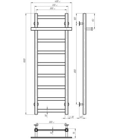 Сушка для рушників водяна Deffi Nicolе П9 300х1000 бічне праве підключення хром A.NI.100.30.9.C.C
