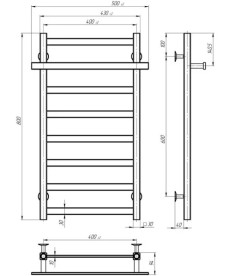 Сушка для рушників водяна Deffi Nicolе П8 400х800 бічне праве підключення хром A.NI.80.40.8.C.C