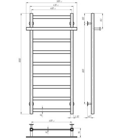 Сушка для рушників водяна Deffi Nicolе П9 400х1000 бічне ліве підключення хром A.NI.100.40.9.C.B