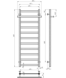 Сушка для рушників водяна Deffi Nicolе П11 400х1200 бічне праве підключення чорний A.NI.120.40.11.B.C