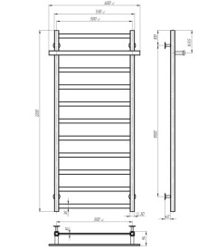 Сушка для рушників водяна Deffi Nicolе П11 500х1200 нижнє підключення білий A.NI.120.50.11.W.A
