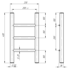 Полотенцесушитель водяной Deffi Орион П3 200х400 нижнее подключение белый C.OR.40.20.3.W.A
