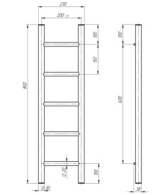 Полотенцесушитель водяной Deffi Орион П5 200х800 нижнее подключение черный C.OR.80.20.5.B.A