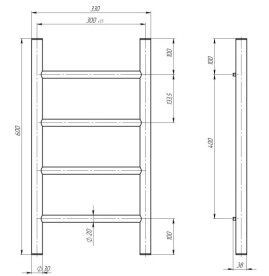 Полотенцесушитель водяной Deffi Орион П4 300х600 боковое левое подключение хром C.OR.60.30.4.C.B