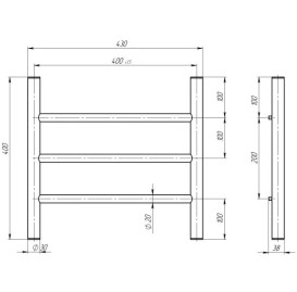 Полотенцесушитель водяной Deffi Орион П3 400х400 боковое правое подключение белый C.OR.40.40.3.W.C