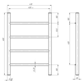 Полотенцесушитель водяной Deffi Орион П4 400х600 боковое правое подключение черный C.OR.60.40.4.B.C