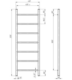 Полотенцесушитель водяной Deffi Орион П7 400х1200 боковое правое подключение черный C.OR.120.40.7.B.C