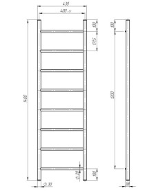 Полотенцесушитель водяной Deffi Орион П8 400х1400 боковое правое подключение хром C.OR.140.40.8.C.C