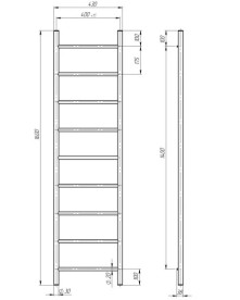 Сушка для рушників водяна Deffi Оріон П9 400х1600 бічне праве підключення білий C.OR.160.40.9.W.C