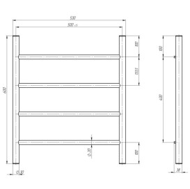 Полотенцесушитель водяной Deffi Орион П4 500х600 нижнее подключение хром C.OR.60.50.4.C.A
