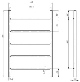 Сушка для рушників водяна Deffi Оріон П5 500х800 нижнє підключення білий C.OR.80.50.5.W.A