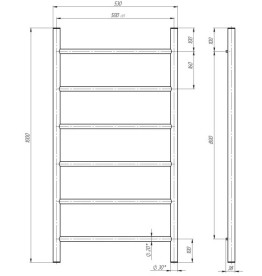 Сушка для рушників водяна Deffi Оріон П6 500х1000 бічне ліве підключення білий C.OR.100.50.6.W.B