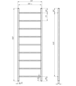 Полотенцесушитель водяной Deffi Орион П9 500х1600 нижнее подключение белый C.OR.160.50.9.W.A