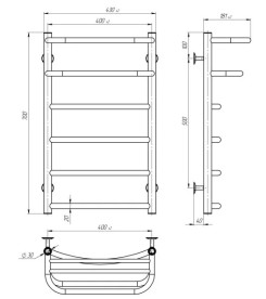 Сушка для рушників водяна Deffi Готель П6 400х700 бічне ліве підключення білий C.OD.70.40.6.W.B