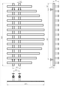 Сушка для рушників водяна Deffi Parys П13 600х1000 нижнє підключення чорний A.PS.100.60.13.B.A
