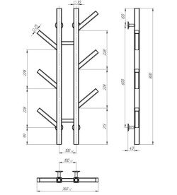 Полотенцесушитель водяной Deffi Sakura П6 100х800 нижнее подключение черный A.SR.80.10.6.B.A