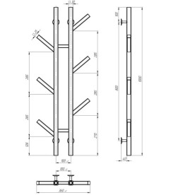 Сушка для рушників водяна Deffi Sakura П6 100х1000 нижнє підключення чорний A.SR.100.10.6.B.A