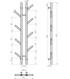 Полотенцесушитель водяной Deffi Sakura П8 100х1200 нижнее подключение черный A.SR.120.10.8.B.A